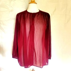 And Other Stories maroon sheer blouse Size XL
